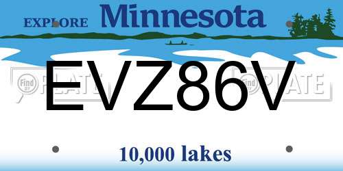 EVZ86V Minnesota License Plate