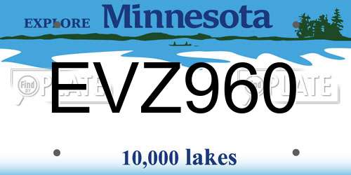EVZ960 Minnesota License Plate