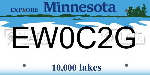 EW0C2G Minnesota License Plate