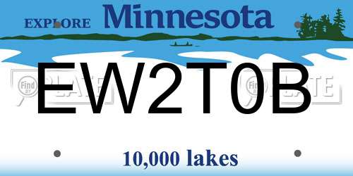 EW2T0B Minnesota License Plate
