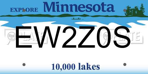EW2Z0S Minnesota License Plate
