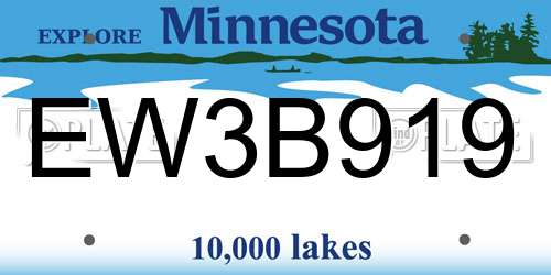 EW3B919 Minnesota License Plate
