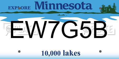 EW7G5B Minnesota License Plate
