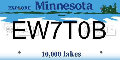 EW7T0B Minnesota License Plate