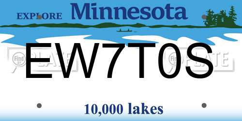 EW7T0S Minnesota License Plate