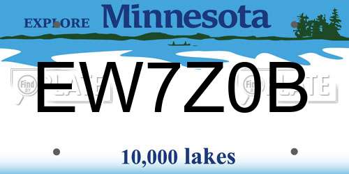 EW7Z0B Minnesota License Plate