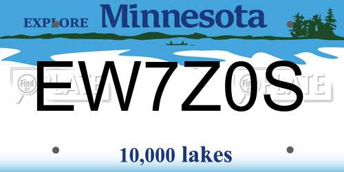 EW7Z0S Minnesota License Plate