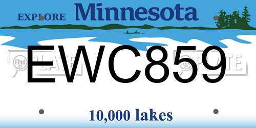 EWC859 Minnesota License Plate