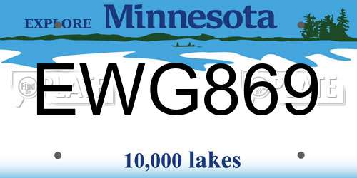 EWG869 Minnesota License Plate