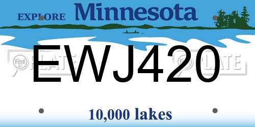 EWJ420 Minnesota License Plate