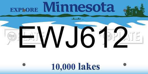EWJ612 Minnesota License Plate