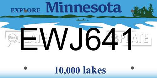 EWJ641 Minnesota License Plate