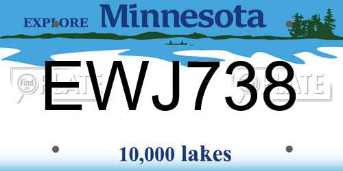 EWJ738 Minnesota License Plate