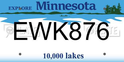 EWK876 Minnesota License Plate