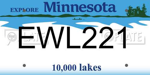 EWL221 Minnesota License Plate