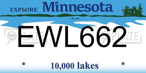 EWL662 Minnesota License Plate