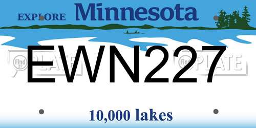 EWN227 Minnesota License Plate