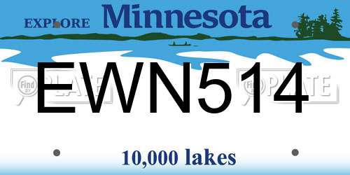 EWN514 Minnesota License Plate