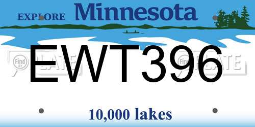 EWT396 Minnesota License Plate