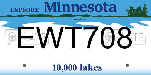 EWT708 Minnesota License Plate