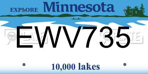 EWV735 Minnesota License Plate