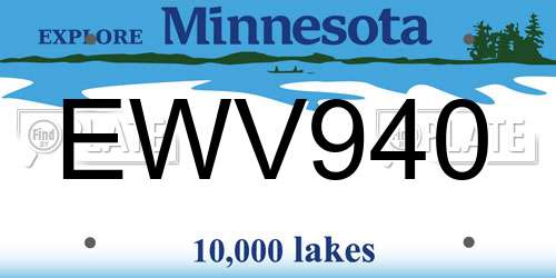 EWV940 Minnesota License Plate