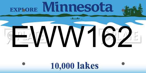 EWW162 Minnesota License Plate