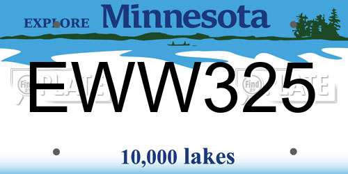 EWW325 Minnesota License Plate