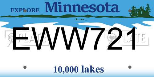 EWW721 Minnesota License Plate