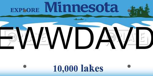 EWWDAVD Minnesota License Plate