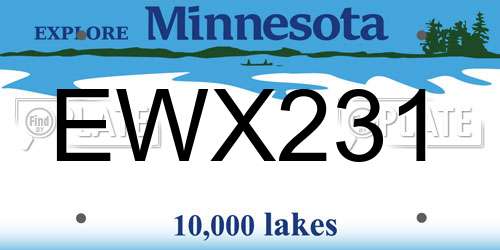 EWX231 Minnesota License Plate