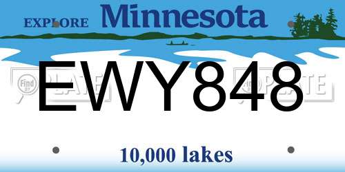 EWY848 Minnesota License Plate
