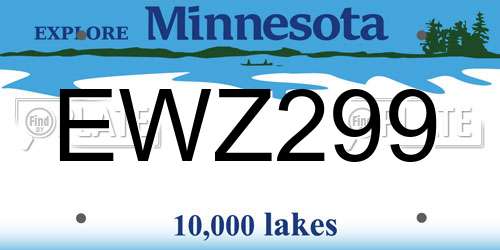 EWZ299 Minnesota License Plate