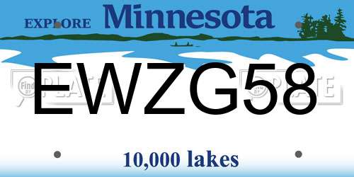 EWZG58 Minnesota License Plate