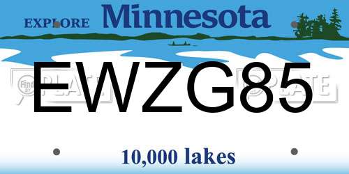 EWZG85 Minnesota License Plate