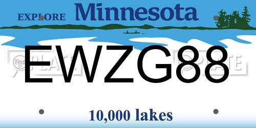 EWZG88 Minnesota License Plate