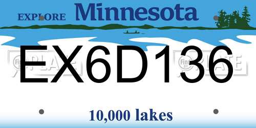 EX6D136 Minnesota License Plate
