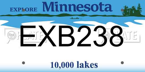 EXB238 Minnesota License Plate