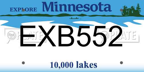 EXB552 Minnesota License Plate