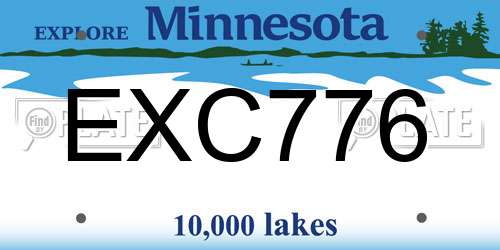EXC776 Minnesota License Plate