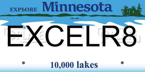 EXCELR8 Minnesota License Plate