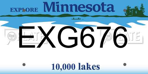 EXG676 Minnesota License Plate