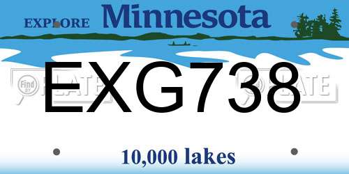 EXG738 Minnesota License Plate