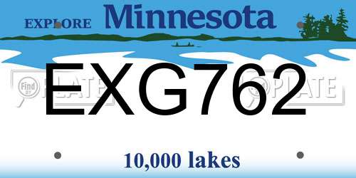 EXG762 Minnesota License Plate