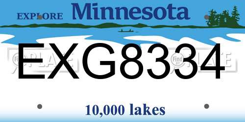 EXG8334 Minnesota License Plate