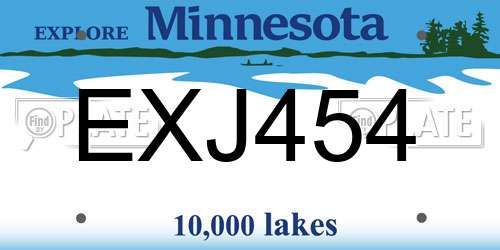 EXJ454 Minnesota License Plate