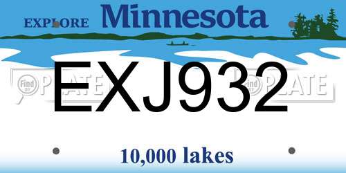 EXJ932 Minnesota License Plate