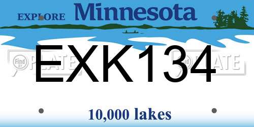 EXK134 Minnesota License Plate