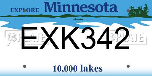 EXK342 Minnesota License Plate