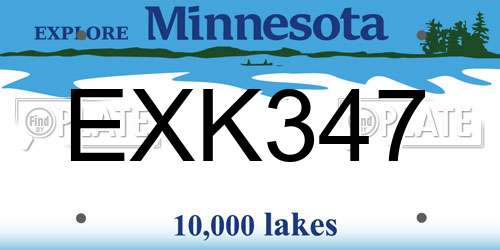 EXK347 Minnesota License Plate